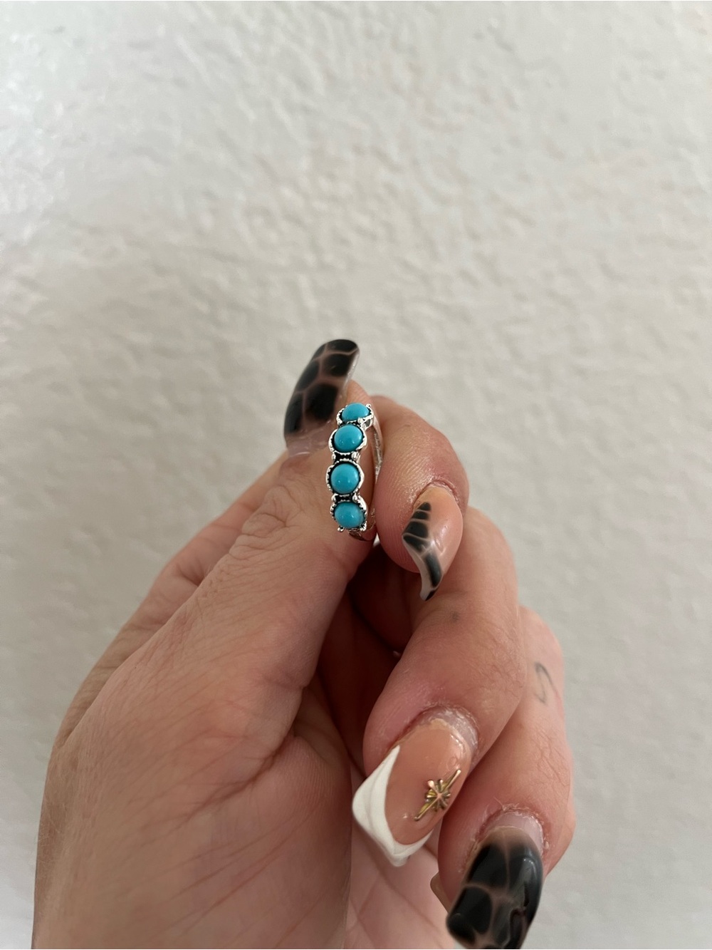 Silver Ring with Turquoise Stones - Women Jewelry